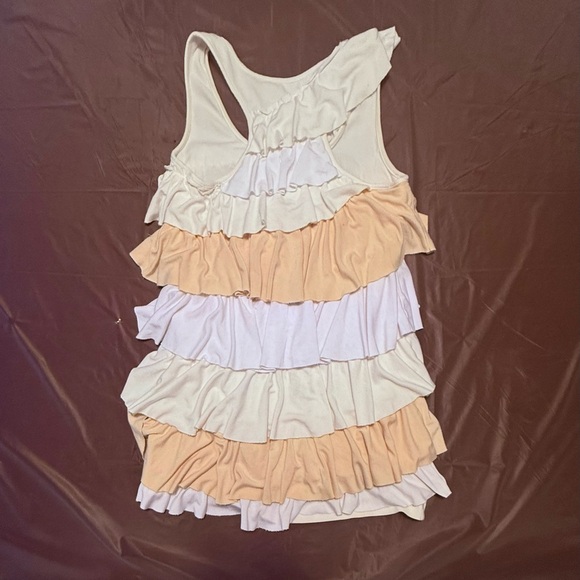 JB by Julie Brown Cream, Peach, White Jersey Ruffle Tank Top Size Small MSRP$168 - Picture 3 of 8